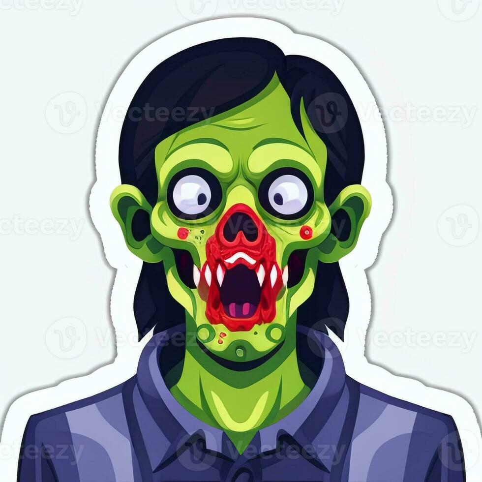 AI generated Zombie Undead Portrait Avatar Clip Art Gamer Icon Sticker Decoration Simple Background photo