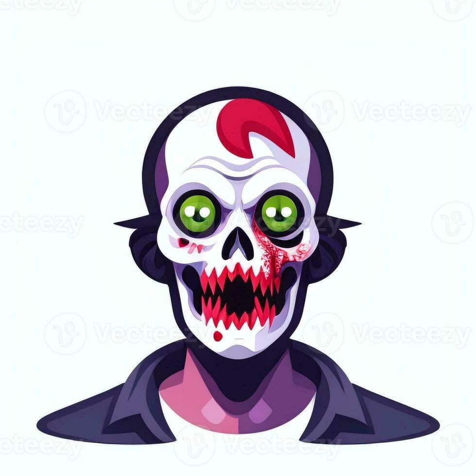 AI generated Zombie Undead Portrait Avatar Clip Art Gamer Icon Sticker Decoration Simple Background photo