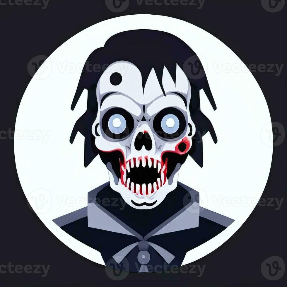 AI generated Zombie Undead Portrait Avatar Clip Art Gamer Icon Sticker Decoration Simple Background photo