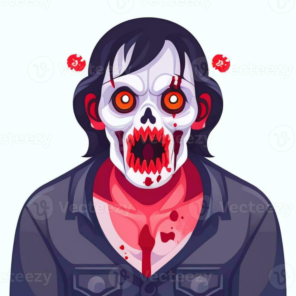 AI generated Zombie Undead Portrait Avatar Clip Art Gamer Icon Sticker Decoration Simple Background photo