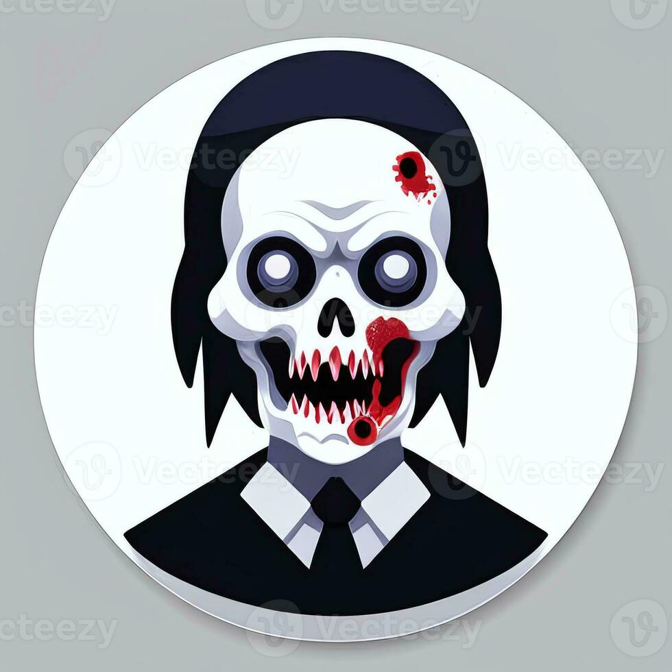 AI generated Zombie Undead Portrait Avatar Clip Art Gamer Icon Sticker Decoration Simple Background photo