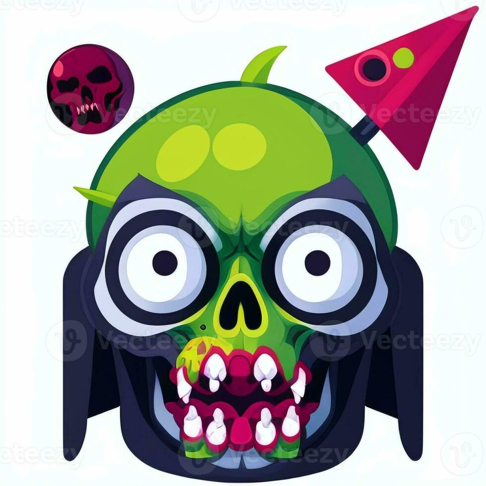 AI generated Zombie Undead Portrait Avatar Clip Art Gamer Icon Sticker Decoration Simple Background photo