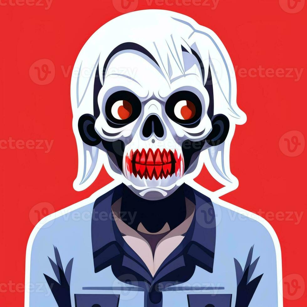 AI generated Zombie Undead Portrait Avatar Clip Art Gamer Icon Sticker Decoration Simple Background photo