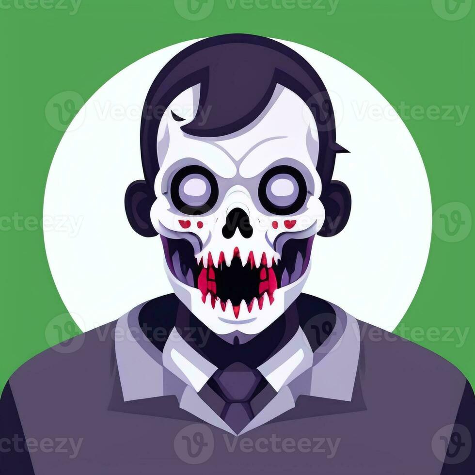 AI generated Zombie Undead Portrait Avatar Clip Art Gamer Icon Sticker Decoration Simple Background photo