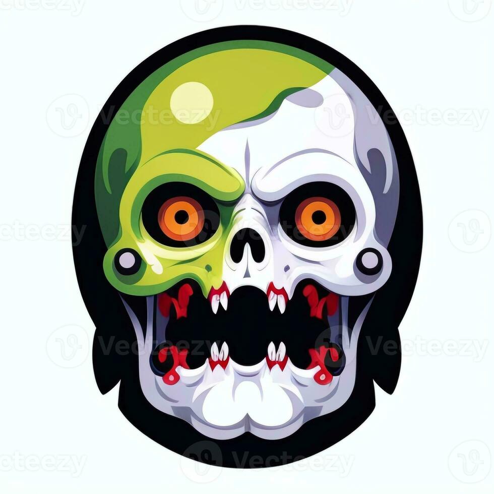 AI generated Zombie Undead Portrait Avatar Clip Art Gamer Icon Sticker Decoration Simple Background photo