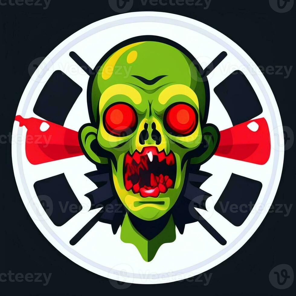 AI generated Zombie Undead Portrait Avatar Clip Art Gamer Icon Sticker Decoration Simple Background photo