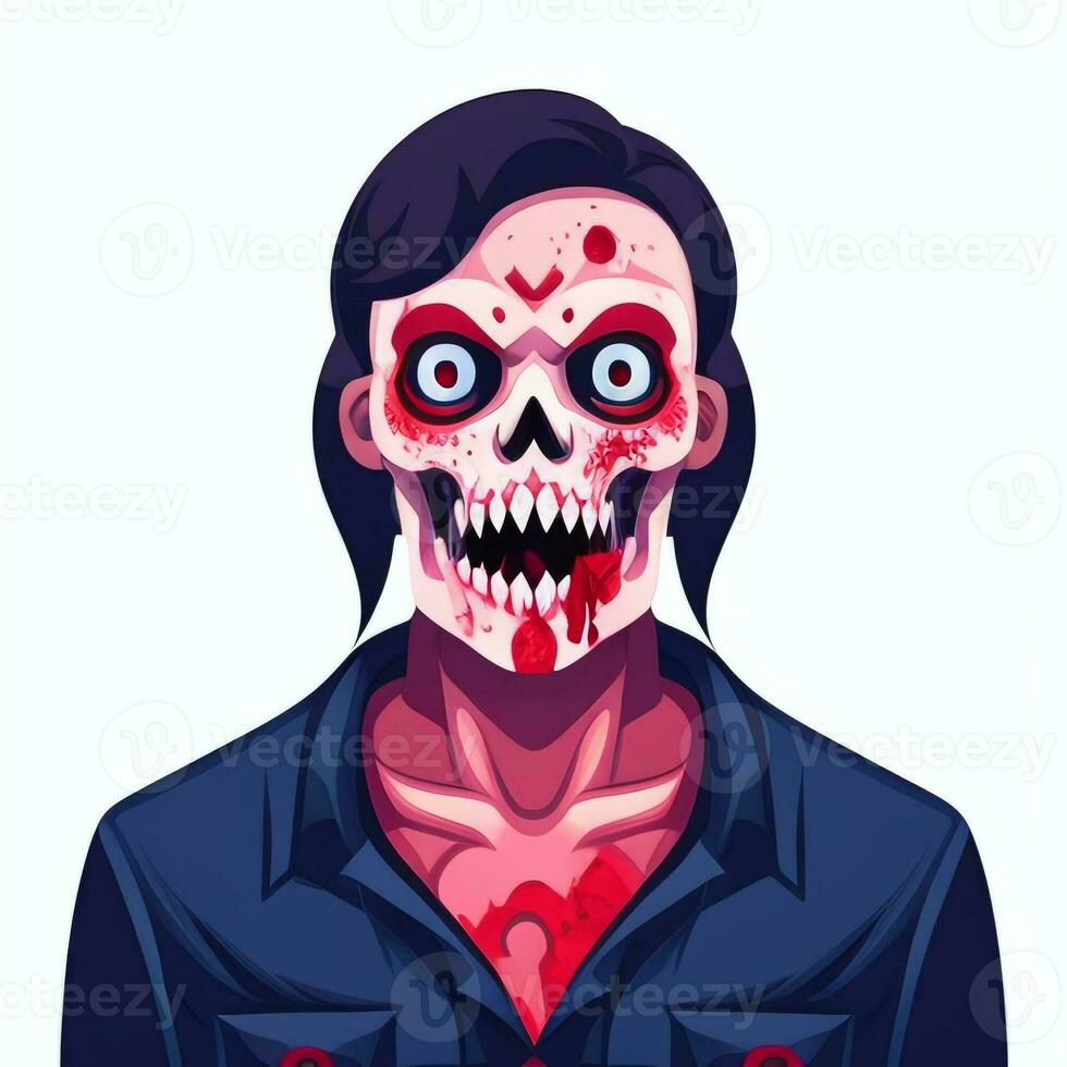 AI generated Zombie Undead Portrait Avatar Clip Art Gamer Icon Sticker Decoration Simple Background photo