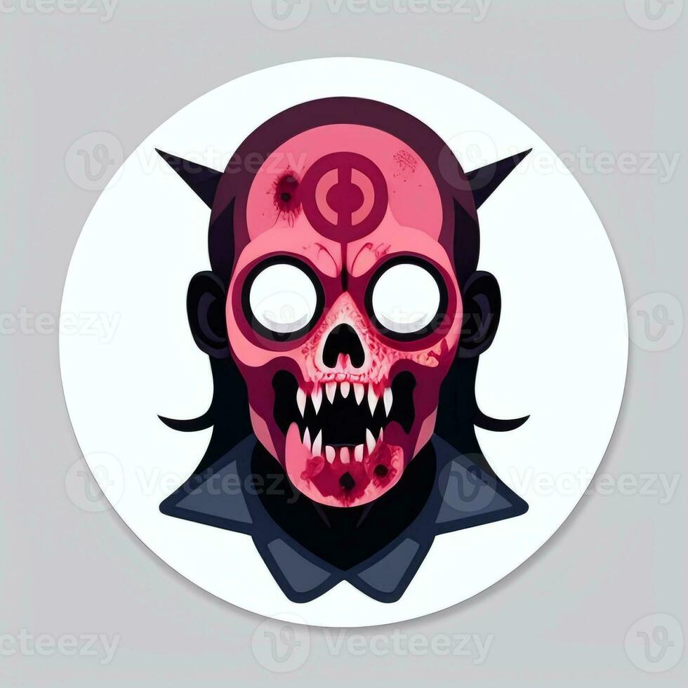 AI generated Zombie Undead Portrait Avatar Clip Art Gamer Icon Sticker Decoration Simple Background photo