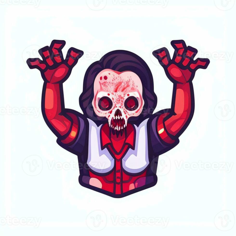 AI generated Zombie Undead Portrait Avatar Clip Art Gamer Icon Sticker Decoration Simple Background photo