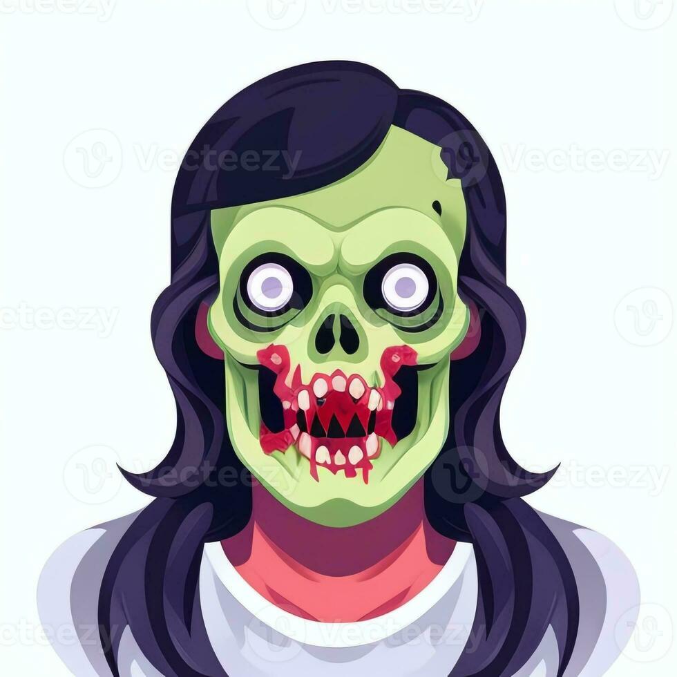 AI generated Zombie Undead Portrait Avatar Clip Art Gamer Icon Sticker Decoration Simple Background photo