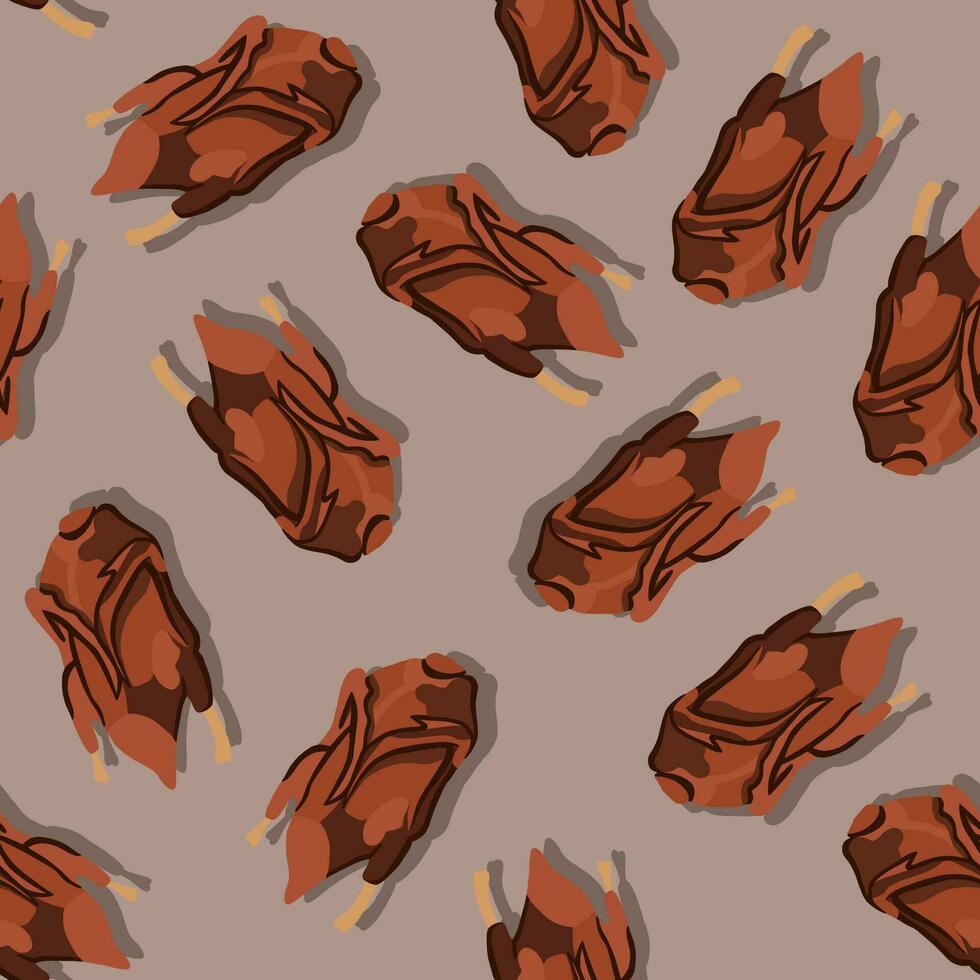 Vector isolated illustration of grilled chicken pattern.