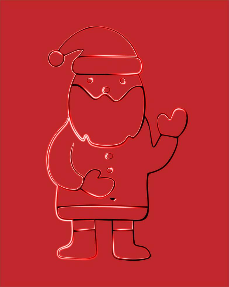 Vector isolated illustration of outline Santa Claus with neon effect.