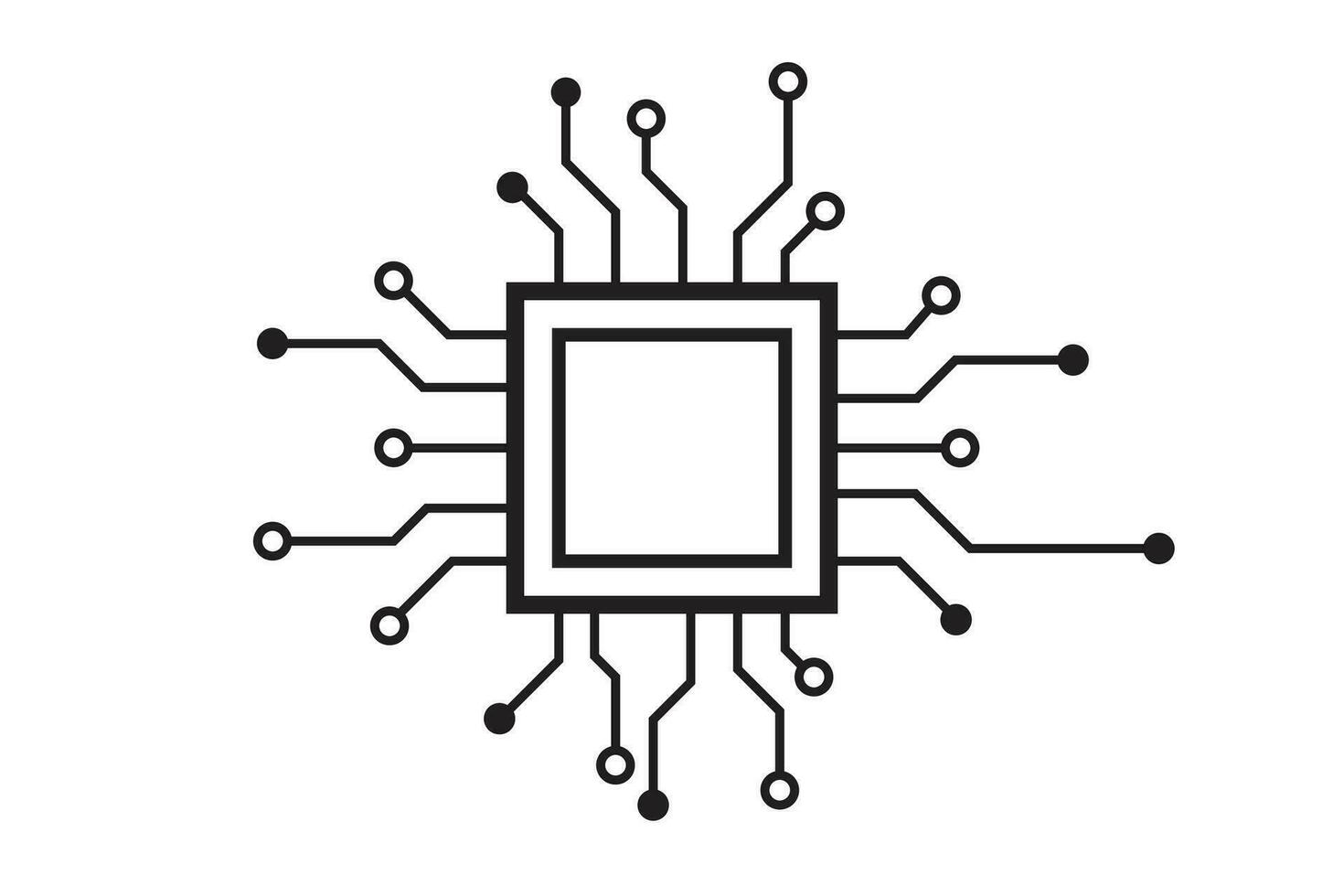 circuit board vector with cpu microchip on white background