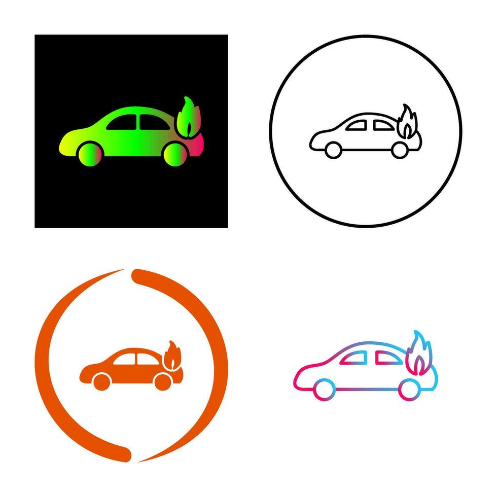 Unique Car on Fire Vector Icon