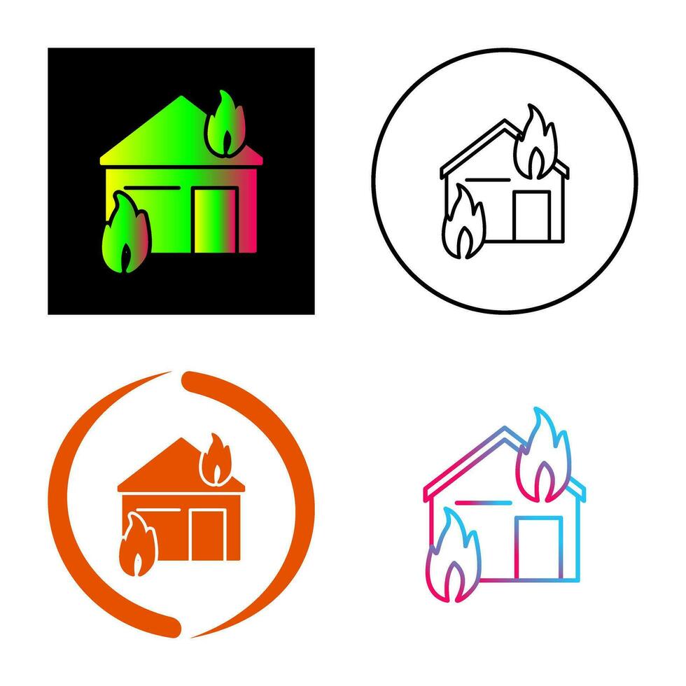 icono de vector de casa que consume fuego único