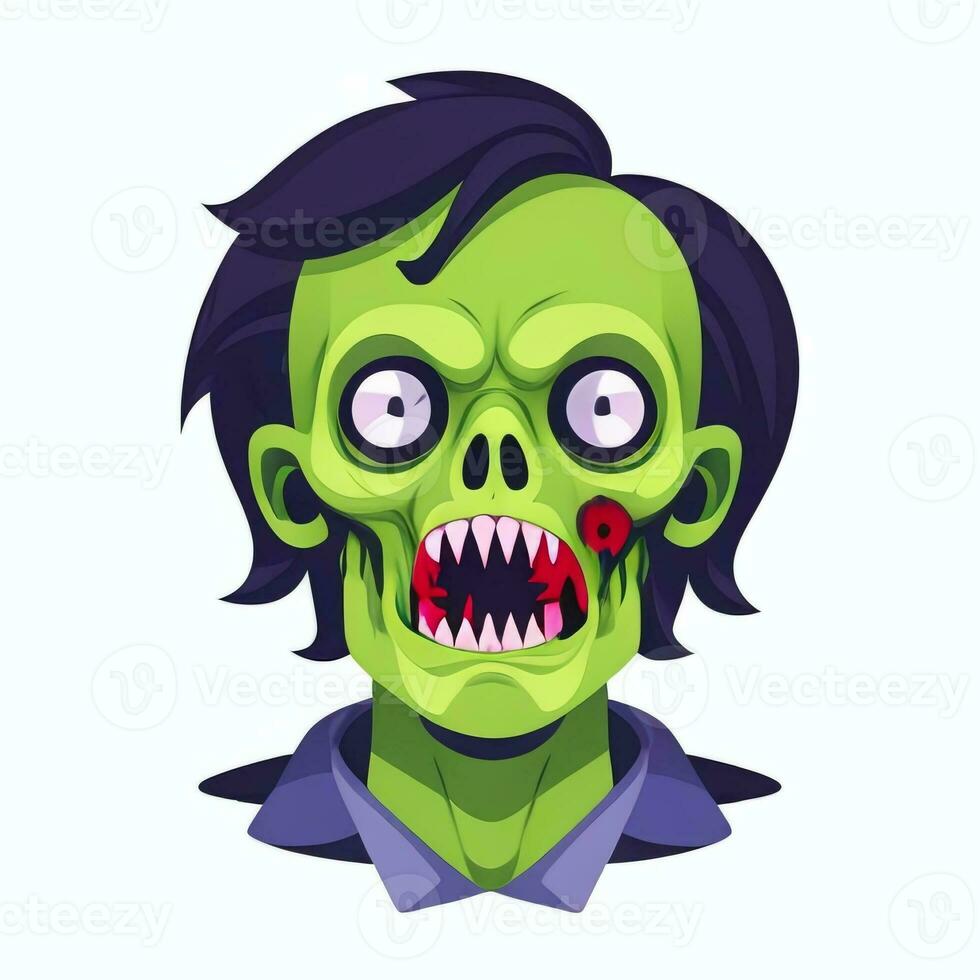 AI generated Zombie Undead Portrait Avatar Clip Art Gamer Icon Sticker Decoration Simple Background photo