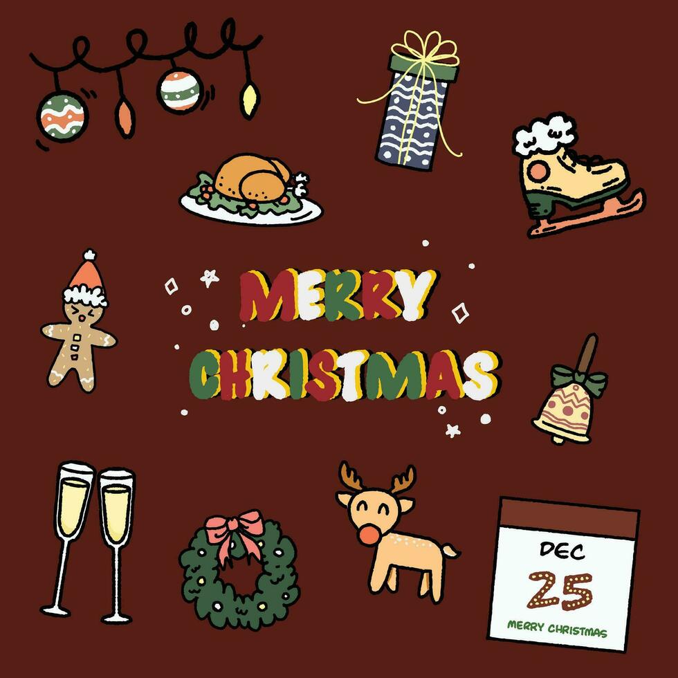 christmas icons and Christmas elements vector