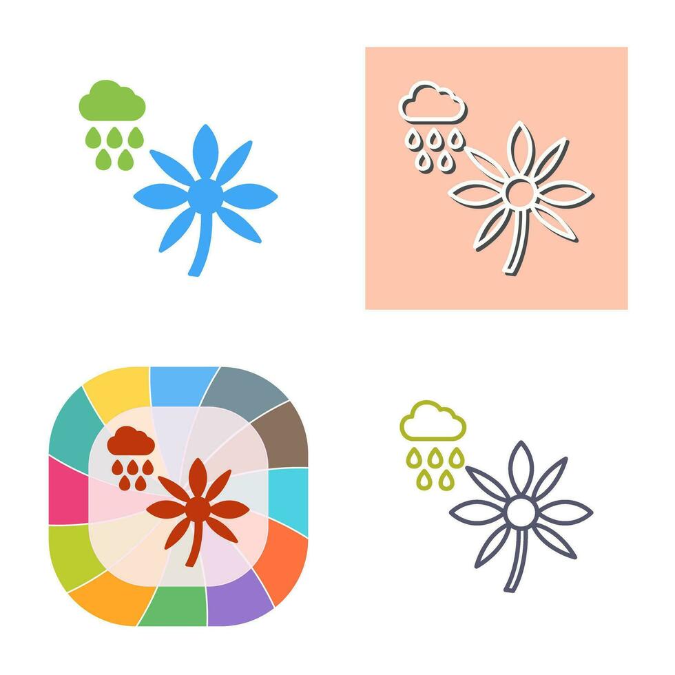 Flower with rain Vector Icon