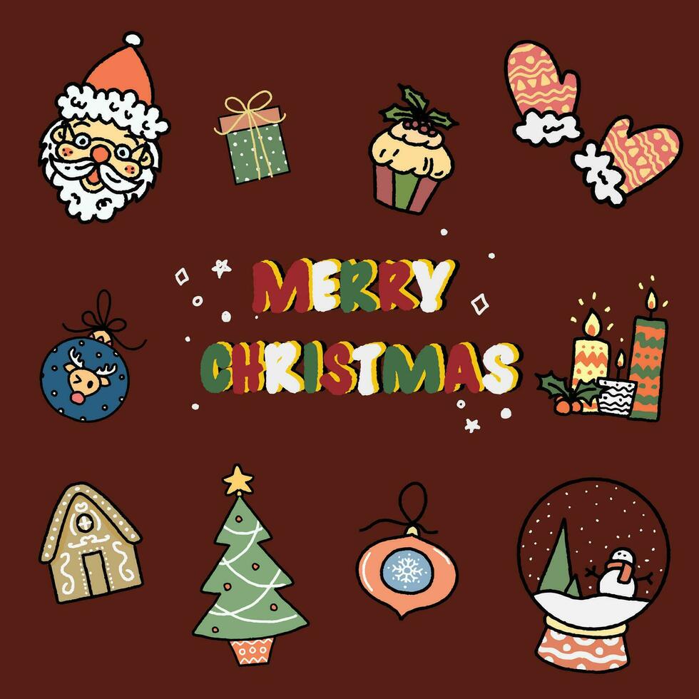 christmas icons and Christmas elements vector