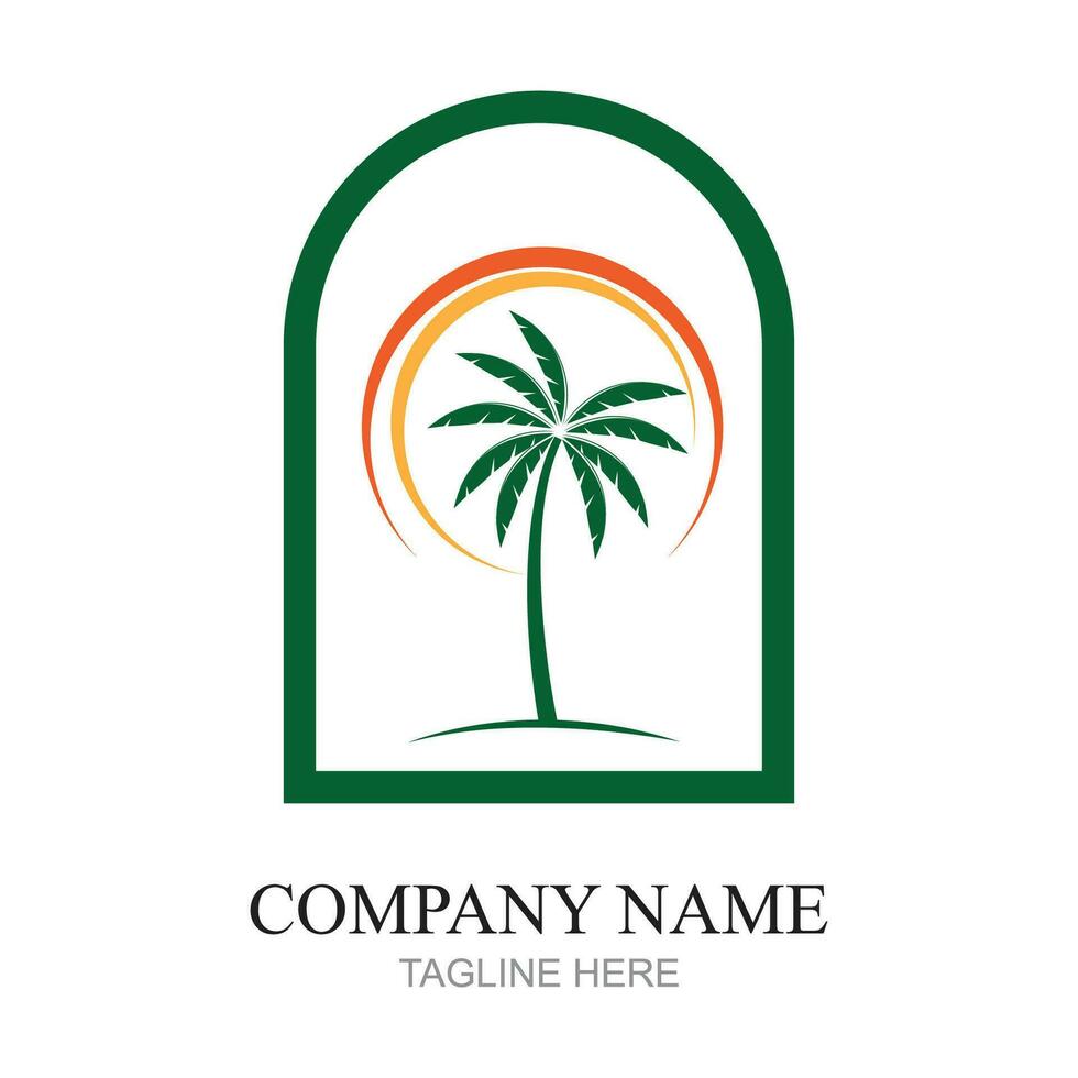 Palm tree summer logo template vector