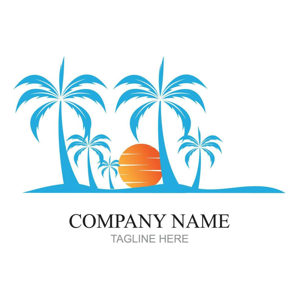 Palm tree summer logo template vector