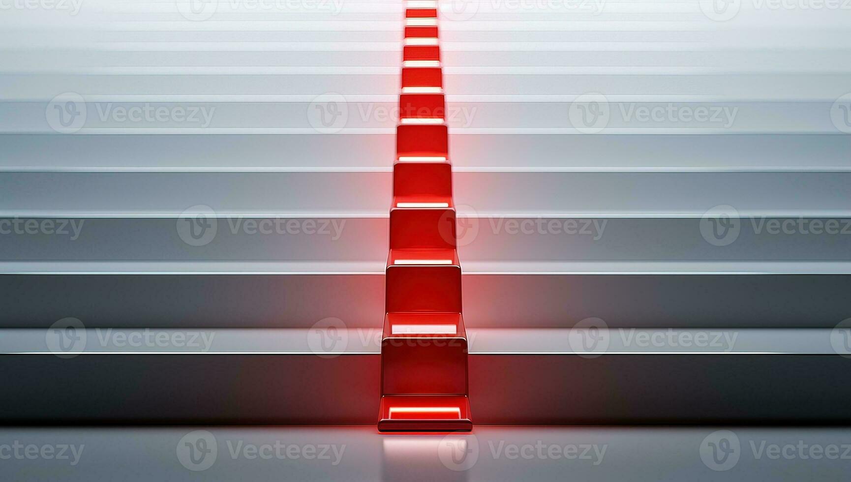 Red stairs on a white background. AI Generated. photo