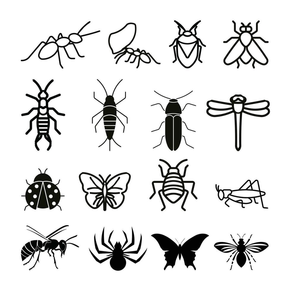 colección de diferente insecto vector ilustraciones.