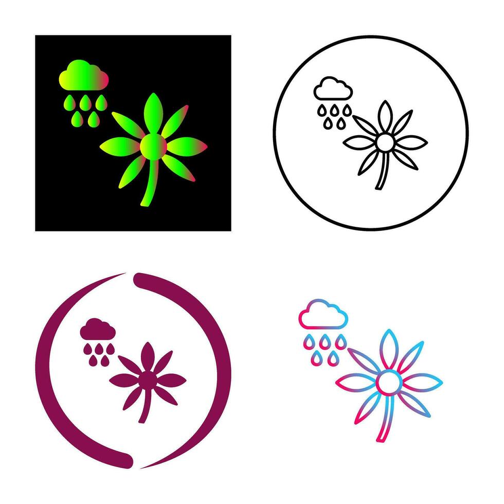 Flower with rain Vector Icon