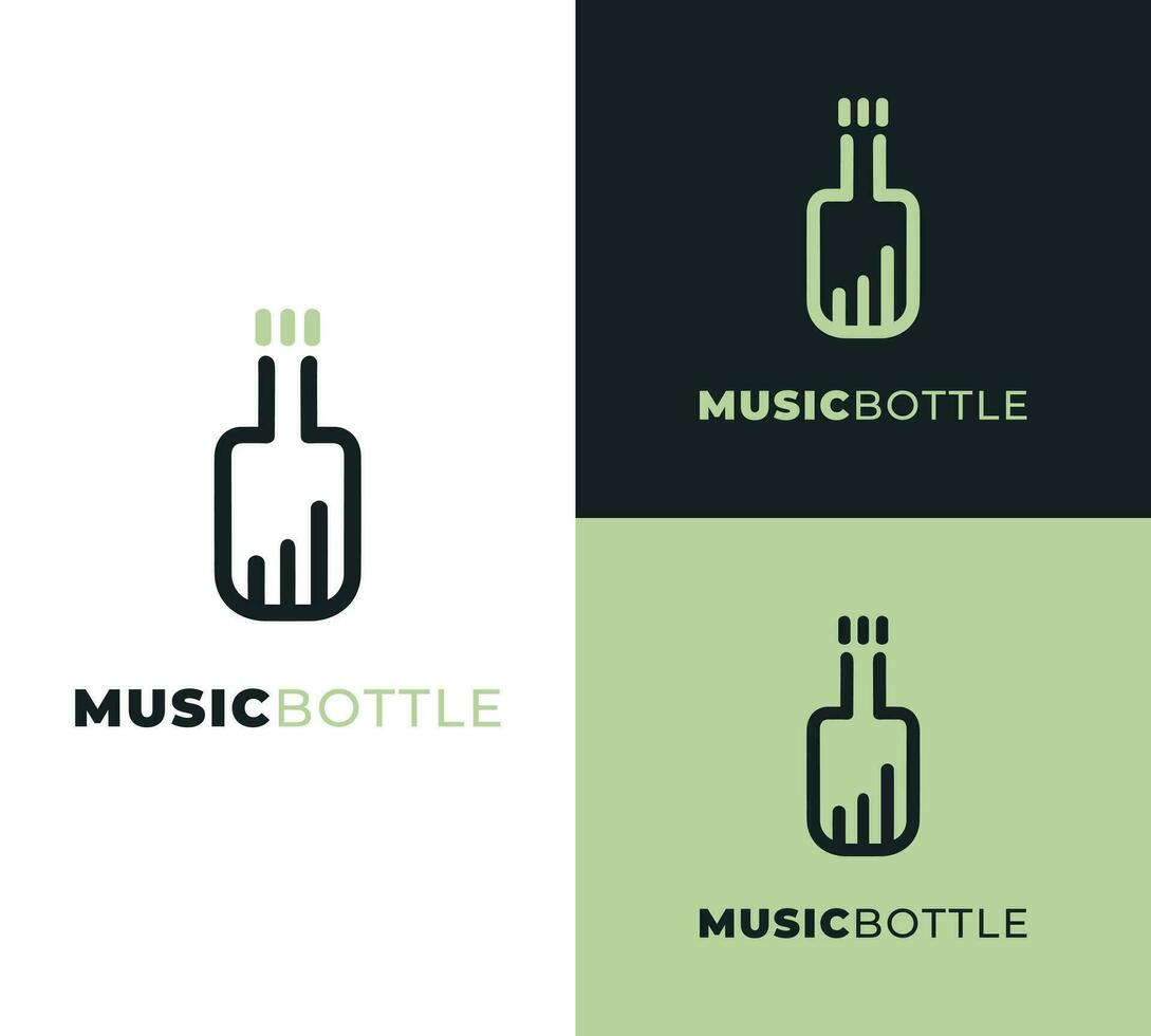 Harmonic Elegance Minimalist  bottle piano Logo vector