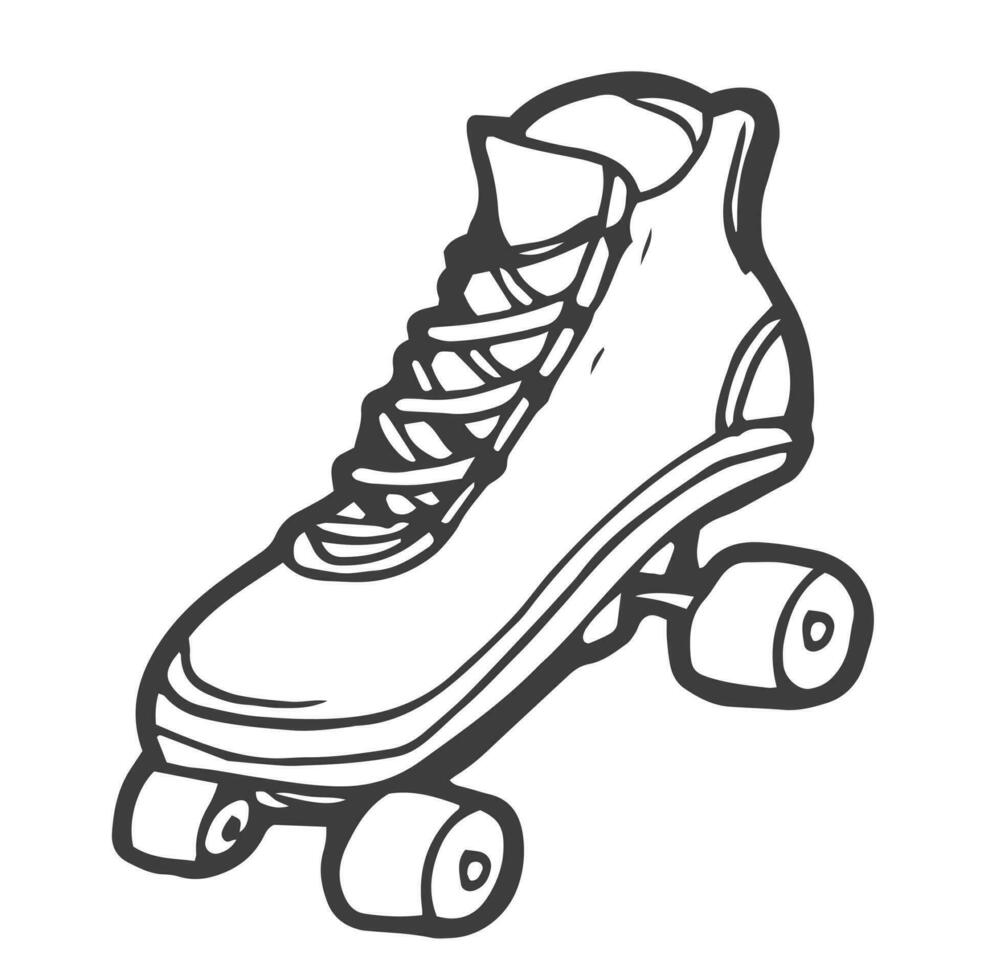 Hand line drawing of roller skates vector