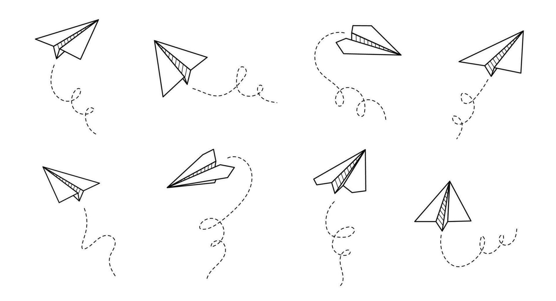 Paper airplane vector icon. Doodle outline