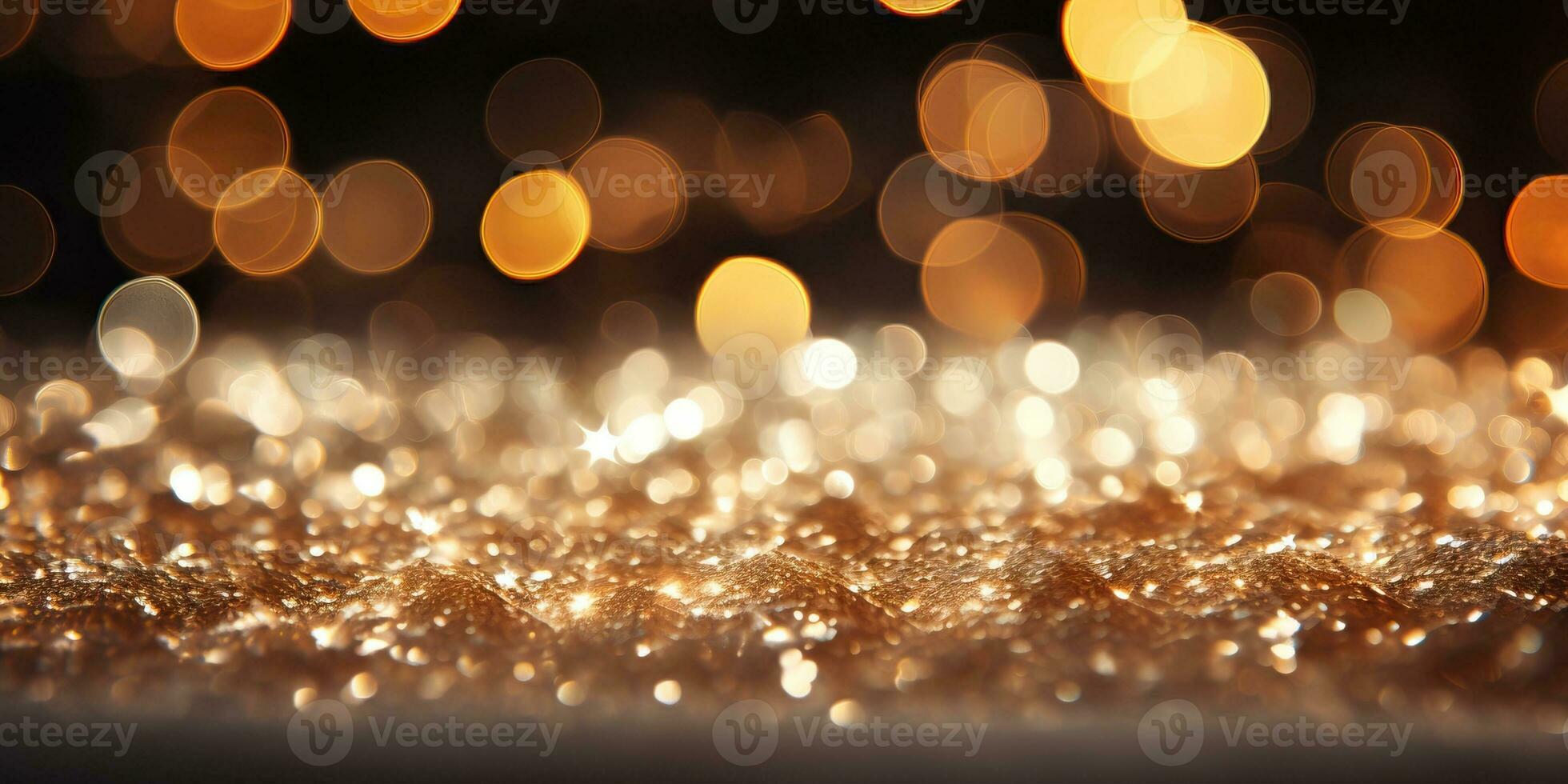 Golden Bokeh Lights Abstract Background. AI Generated. photo
