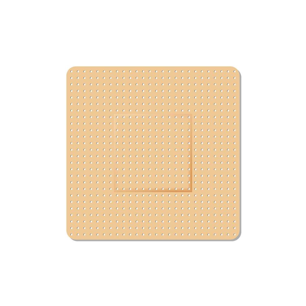 Classic square shape plaster for wounds, vector illustration