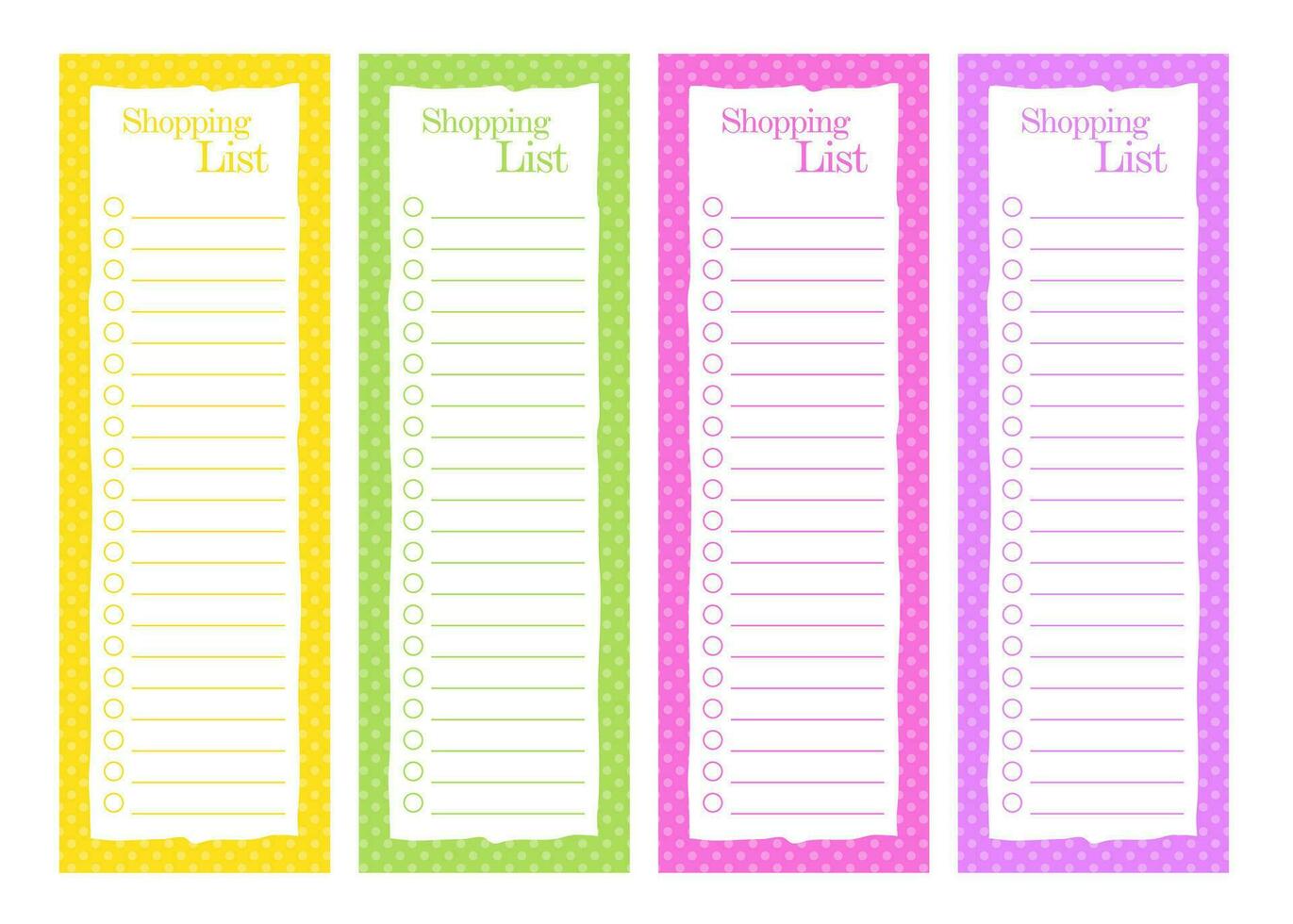 Shopping list template, colorful design, printablem, printable format A4 vector