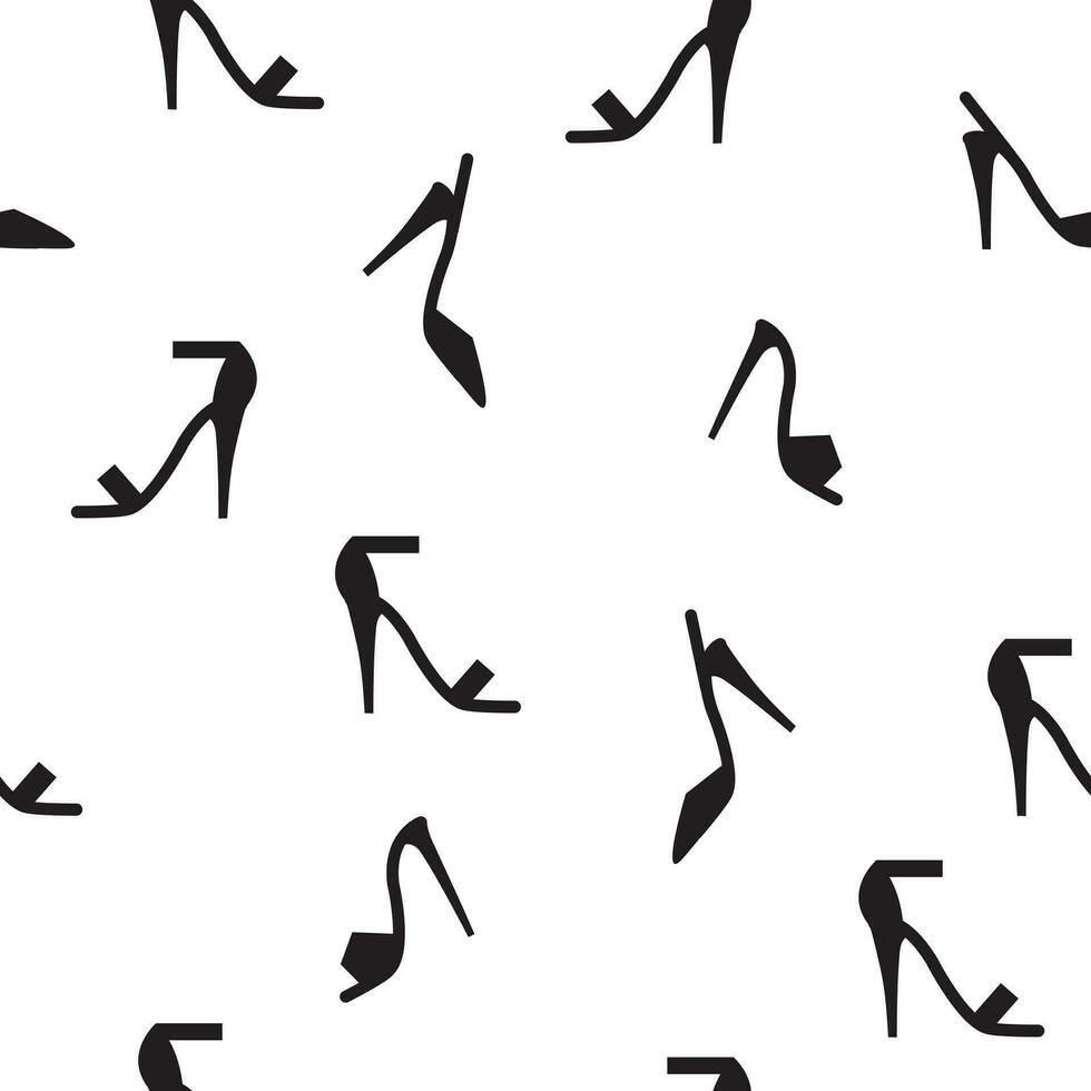 Dancing High heels shoesseamless pattern, black and white background. vector