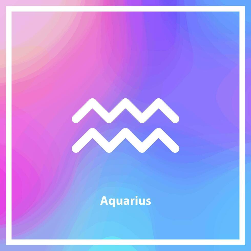 Aquarius zodiac horoscope sign symbol. Blue background with light. vector