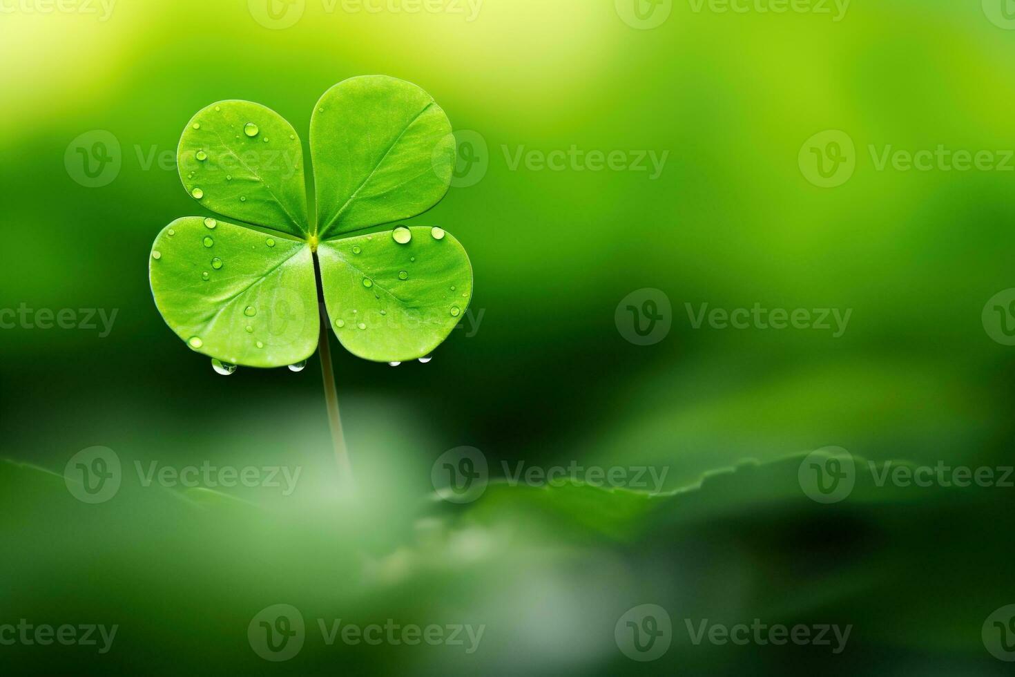 Green clover leaves on a dark background. St.Patrick's Day. AI generated photo