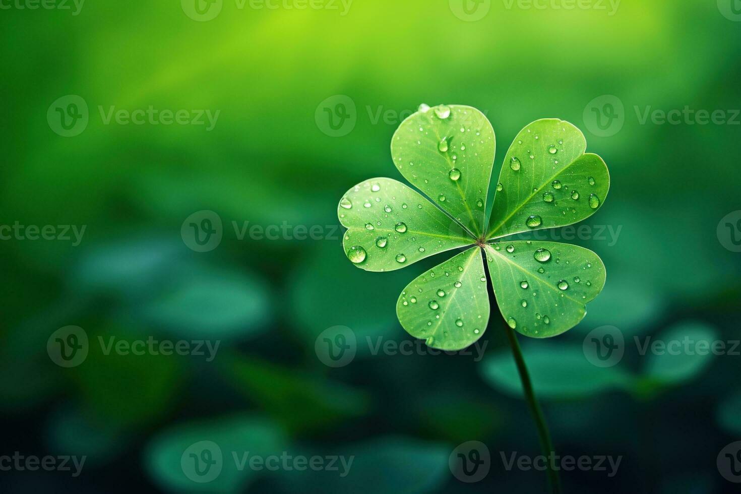 Green clover leaves on a dark background. St.Patrick's Day. AI generated photo