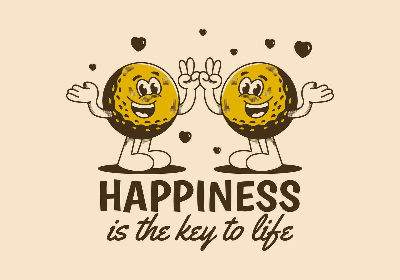 Happiness is the key to life. Mascot character illustration of golf ball with happy face vector