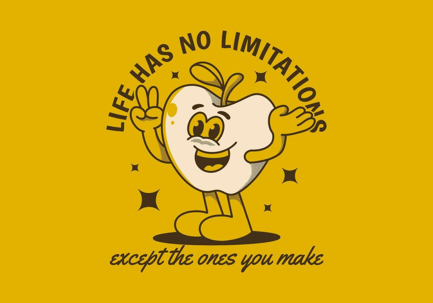 vida tiene No limitaciones, excepto el unos usted hacer. mascota personaje ilustración de contento manzana Fruta vector