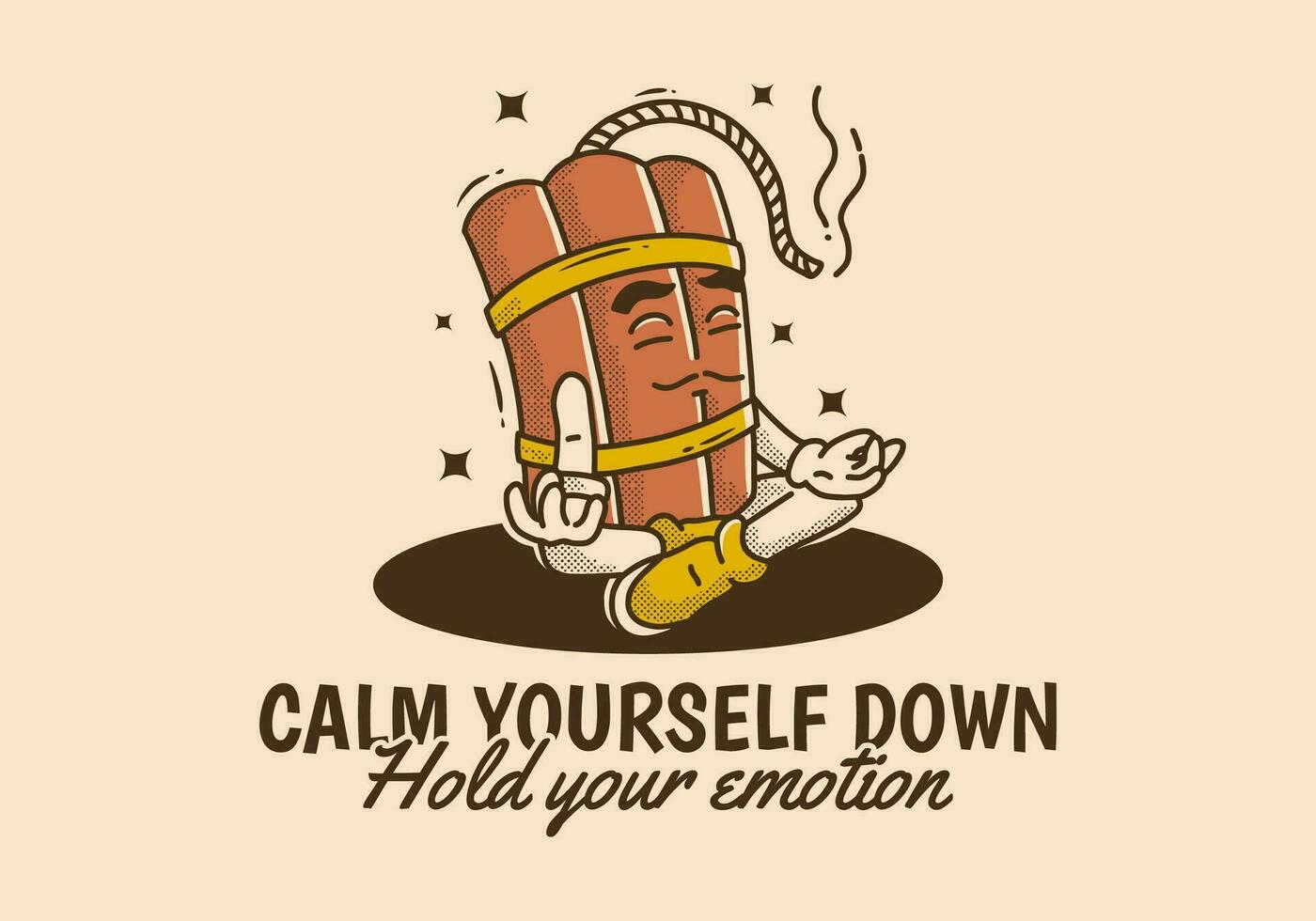Calm yourself down hold your emotion. Mascot character design of tnt dynamite in meditation pose vector