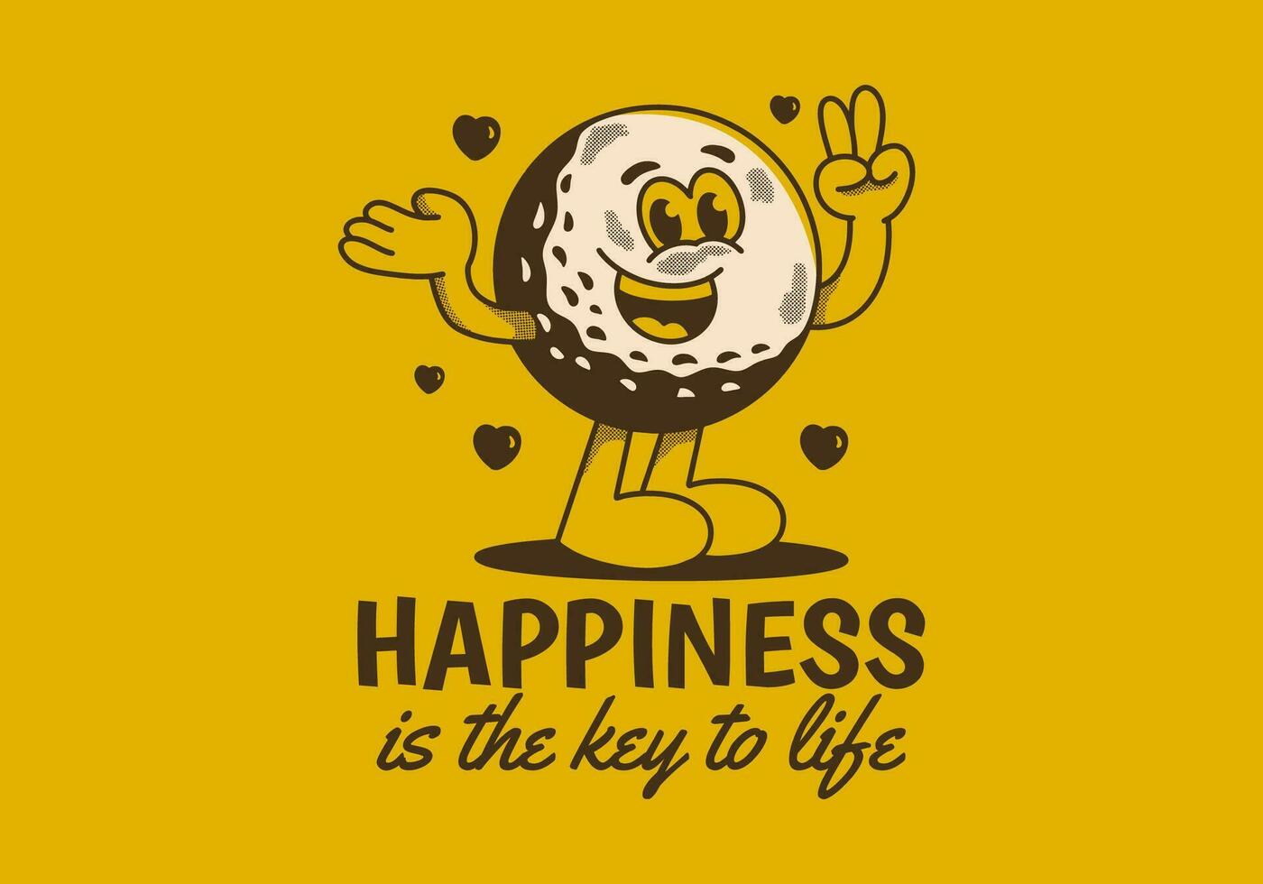 Happiness is the key to life. Mascot character illustration of golf ball with happy face vector