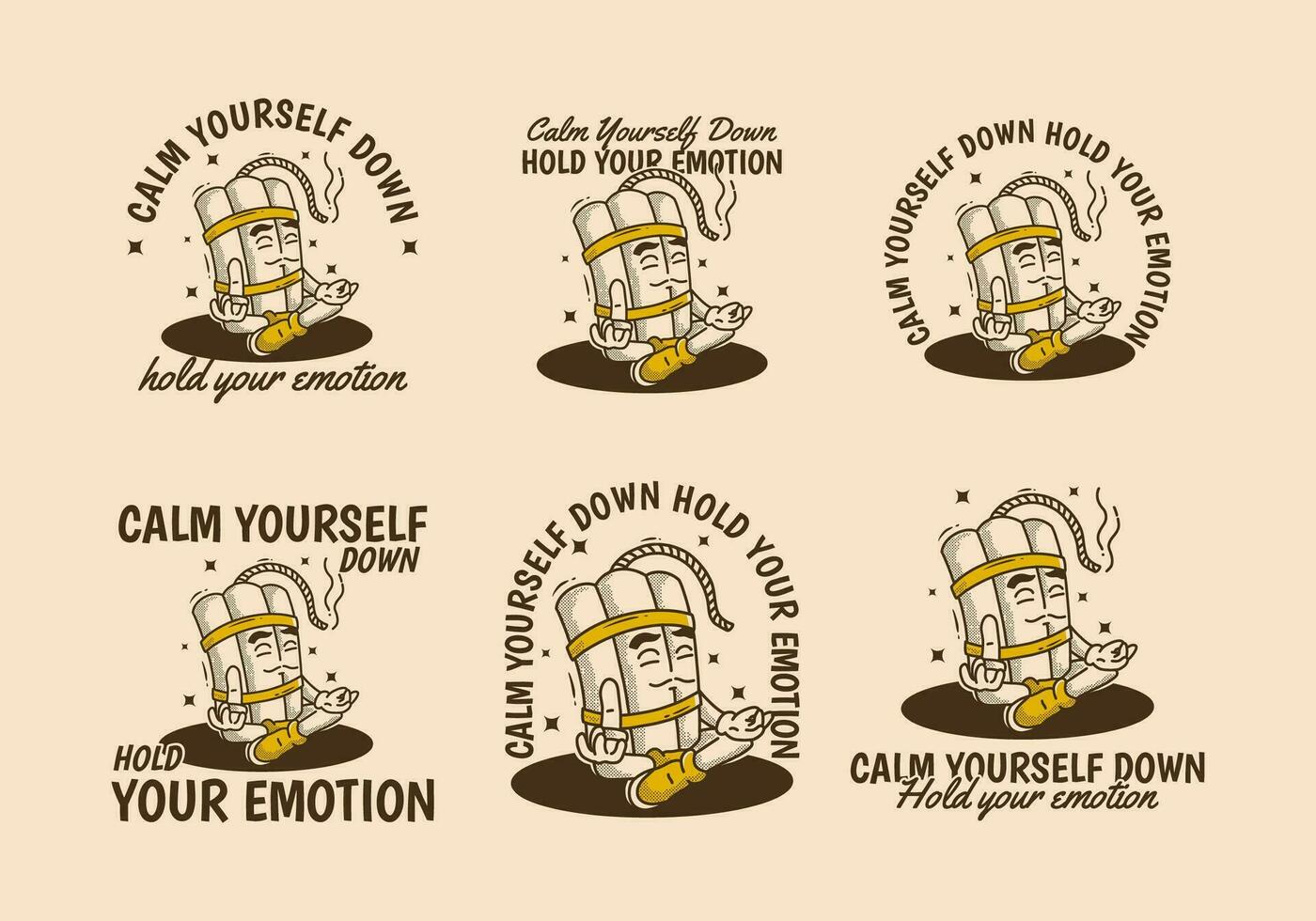 Calm yourself down hold your emotion. Character design of tnt dynamite in meditation pose vector