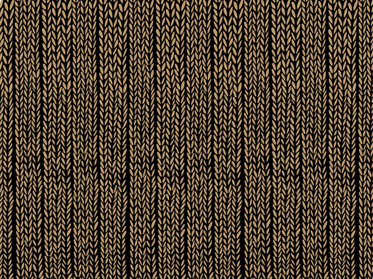 Knitted fabric texture pattern in doodle style in black with colored thread vector