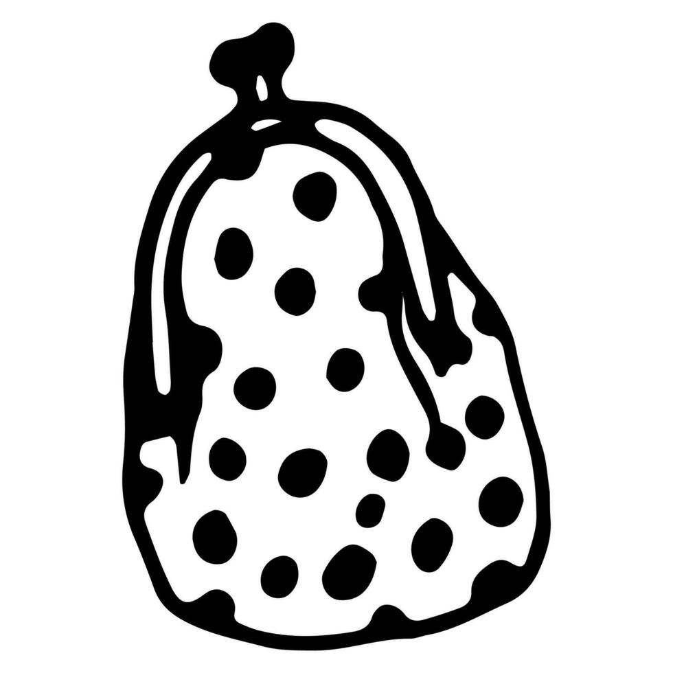 vector bag with polka dots in doodle style in black color