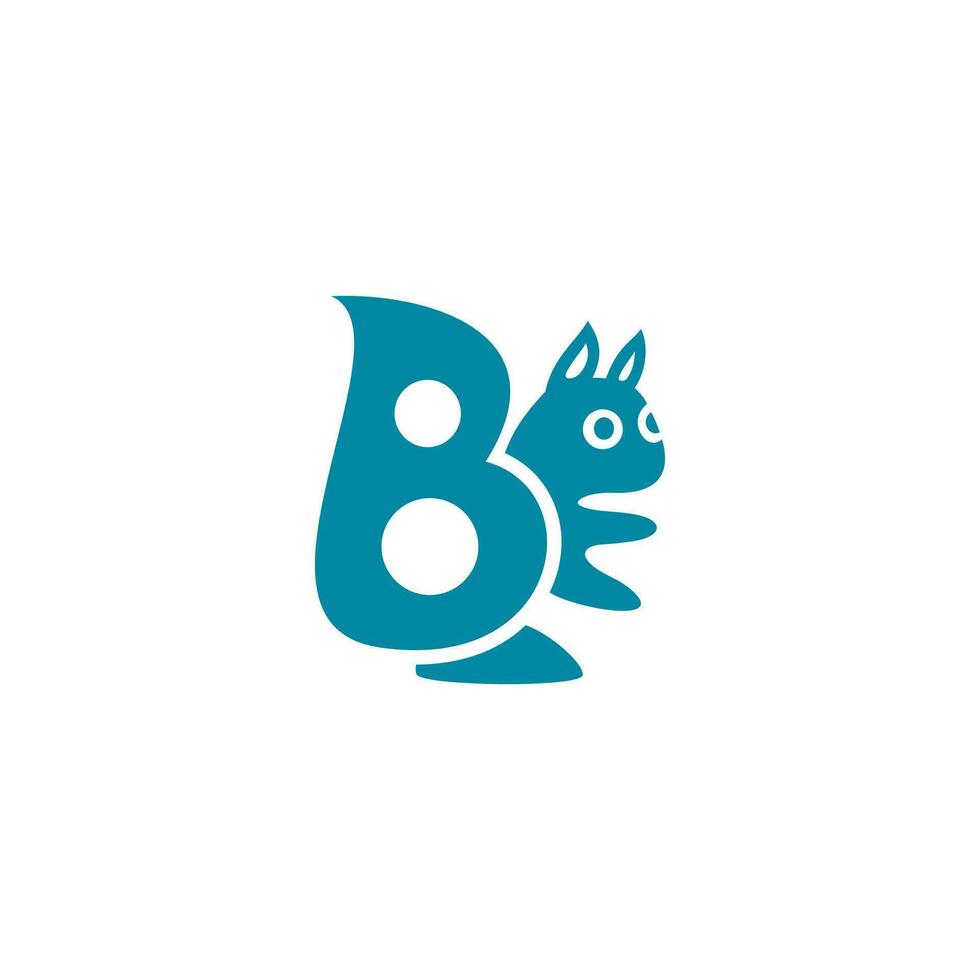 Squirrel with letter B tail logo icon vector design