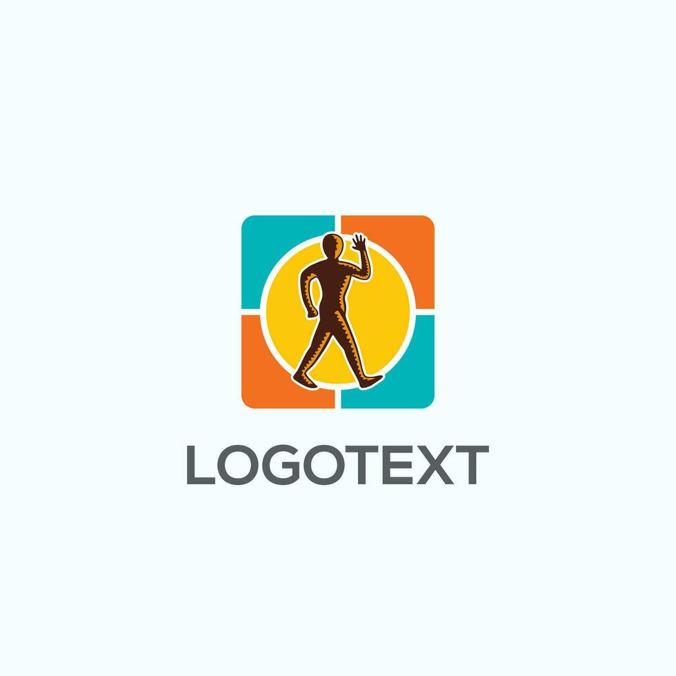 Walking man silhouette logo vector design