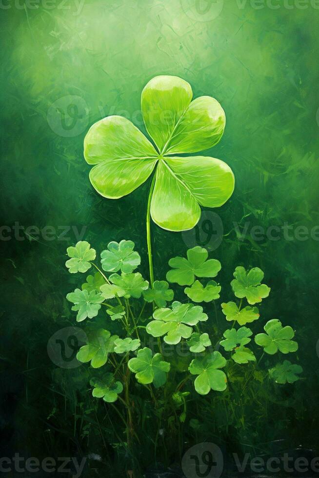 St. Patrick's day background with clover leaves AI generated photo