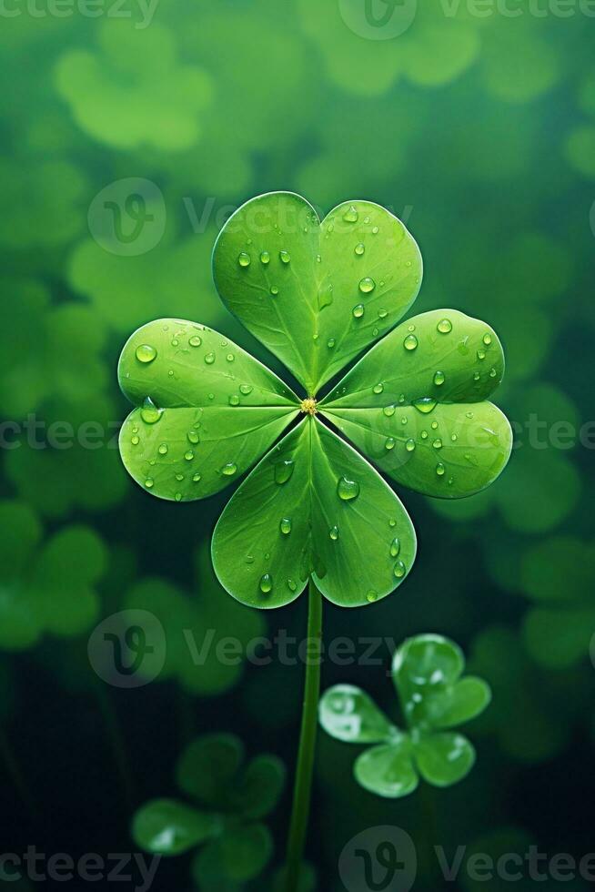 St. Patrick's day background with clover leaves AI generated photo