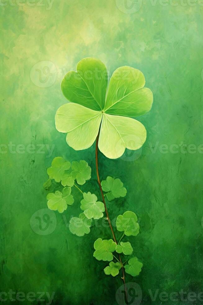 St. Patrick's day background with clover leaves AI generated photo